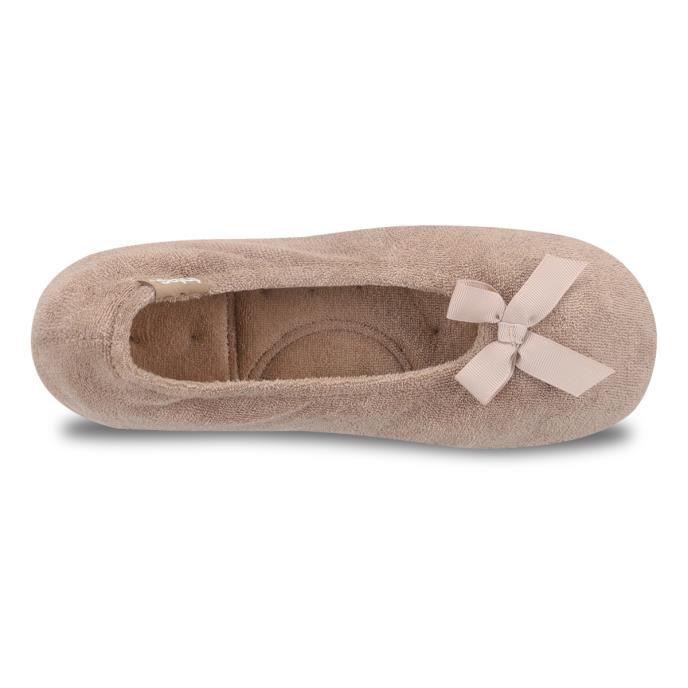 Isotoner® Ladies Terry Ballerina Slipper Light Brown Extra Image 4